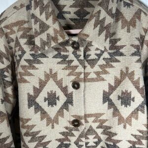 Kori Brushed Jacket Shacket Sz L Western Aztec Boho Casual Cabin Weekend Country